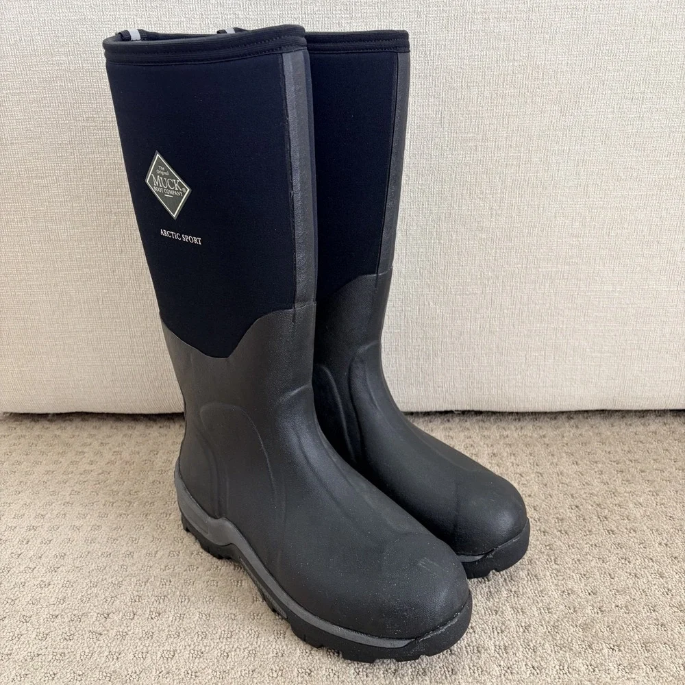 Muck Boot Arctic Sport Pull on Boots M11 W12 Black Tall Waterproof  Soft Toe